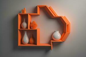 Bookshelf in scandinavian interior. ai generative photo