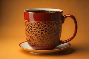 Cup of coffee. Beautiful and stylish coffee cup on a solid colored background. ai generative photo