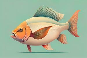 Illustration of a fish on a blue background, vector illustration. ai generative photo