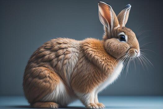 Easter bunny on a solid color background. ai generative photo