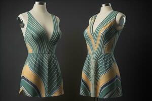 Women's dress on a mannequin in a fashion store. ai generative photo