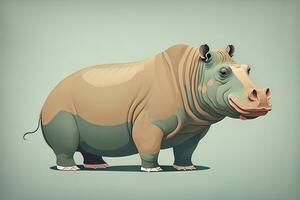 Hippopotamus standing on its hind legs. Vector illustration. ai generative photo