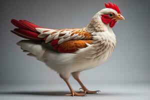 Colorful chicken on a solid color background, studio photo. ai generative photo