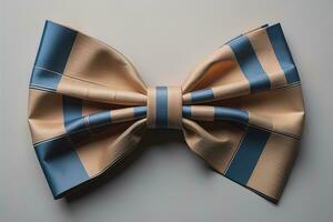 Beautiful and stylish bow tie on a solid colored background. ai generative photo