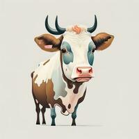 Illustration of a portrait of a cow on a grey background. ai generative photo