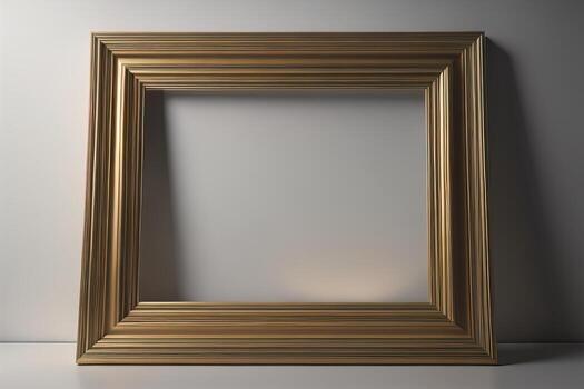 Glass picture frame on a solid color background. ai generative photo