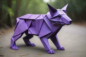 papel origami animal aislado en sólido color antecedentes. ai generativo foto