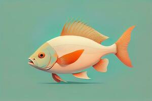 Illustration of a fish on a blue background, vector illustration. ai generative photo