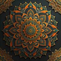 Mandala pattern. Vintage decorative elements. Hand drawn oriental background. ai generative photo