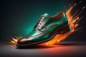 Men's shoes on a solid colour background. Studio shot. ai generative photo