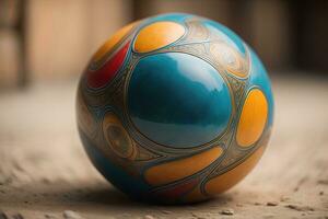 Closeup of a colourful ball. ai generative photo