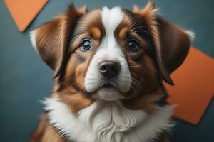 Portrait of a cute dog on a colorful background. Studio shot. ai generative photo