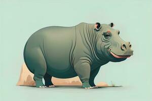 Hippopotamus standing on its hind legs. Vector illustration. ai generative photo