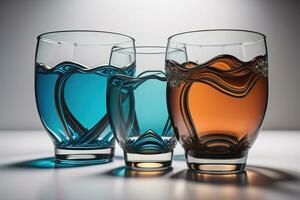 Glasses for different alcoholic beverages. ai generative photo