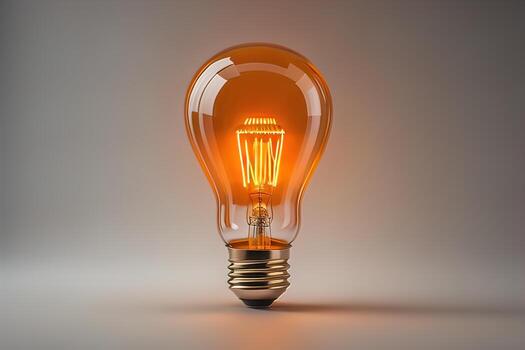 Glowing glass light bulb on dark background. ai generative photo