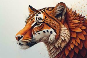 Tiger head with colorful background. ai generative photo