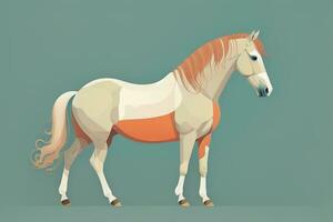 Brown and white horse standing. Vector illustration. ai generative photo