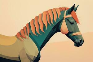 Brown and white horse standing. Vector illustration. ai generative photo