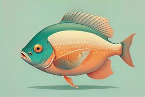 Illustration of a fish on a blue background, vector illustration. ai generative photo