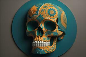 Day of the Dead sugar skull. Mexican sugar skull. ai generative photo