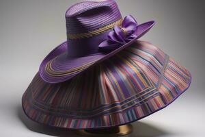 Stylish female hat on mannequin. ai generative photo