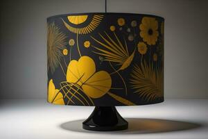 a decorative and colorful lamp on a solid color background. ai generative photo