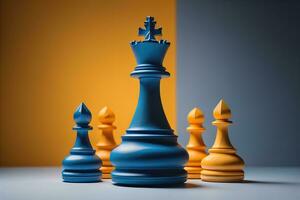 Different chess piece on a solid color background. ai generative photo