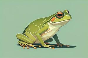 Frog on a green background. Vector illustration of a frog. ai generative photo