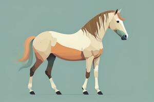 Brown and white horse standing. Vector illustration. ai generative photo