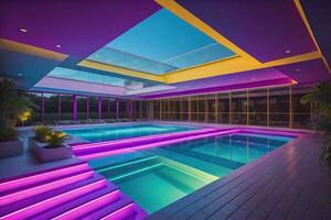 Swimming pool in a modern villa, ai generative photo
