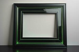 Glass picture frame on a solid color background. ai generative photo