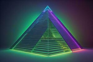 Creative and colorful pyramid on a solid color background. ai generative photo