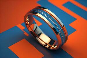 Wedding ring on a solid color background. Jewelry. ai generative photo