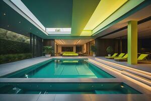 Swimming pool in a modern villa, ai generative photo