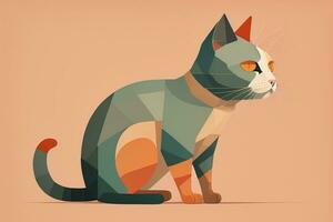 Cute cat sitting on the floor. Vector illustration in retro style. ai generative photo