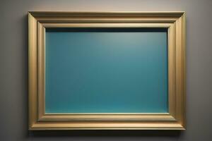 Glass picture frame on a solid color background. ai generative photo