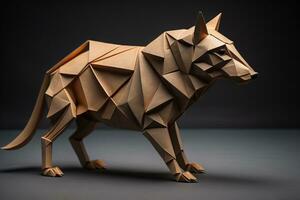 Paper origami animal isolated on solid color background. ai generative photo