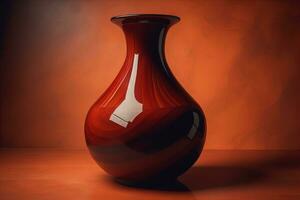 Ceramic vase on a solid color background. ai generative photo