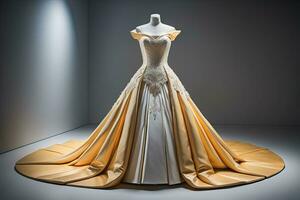 Wedding dress on a mannequin. ai generative photo
