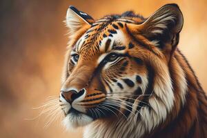 Portrait of a tiger on a solid color background. Close-up. ai generative photo