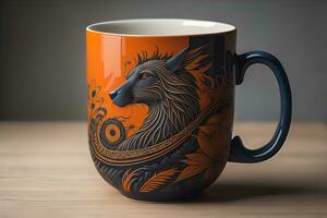 Cup of coffee. Beautiful and stylish coffee cup on a solid colored background. ai generative photo