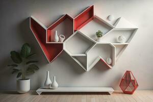 Bookshelf in scandinavian interior. ai generative photo