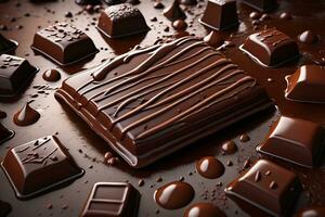 Chocolate truffles on a dark background. ai generative photo