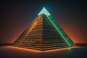 Creative and colorful pyramid on a solid color background. ai generative photo