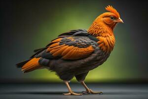 Colorful chicken on a solid color background, studio photo. ai generative photo