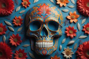 Day of the Dead sugar skull. Mexican sugar skull. ai generative photo