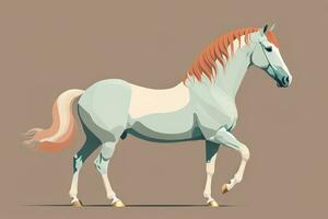 Brown and white horse standing. Vector illustration. ai generative photo