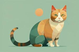 Cute cat sitting on the floor. Vector illustration in retro style. ai generative photo