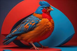 Colorful chicken on a solid color background, studio photo. ai generative photo