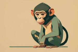 Vector illustration of a monkey. Cartoon style. ai generative photo